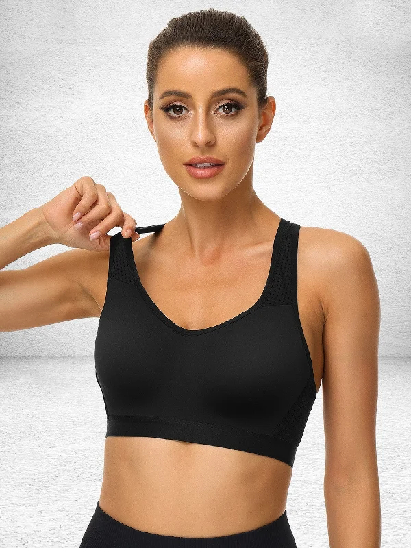 High Impact Lightly Padded Workout Bra Black