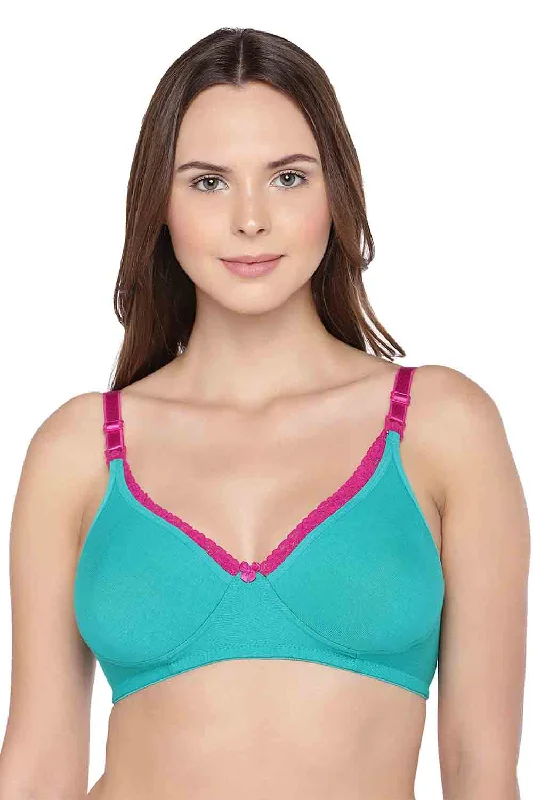 Organic Cotton Antimicrobial Laced Soft Nursing Bra-IMB003B