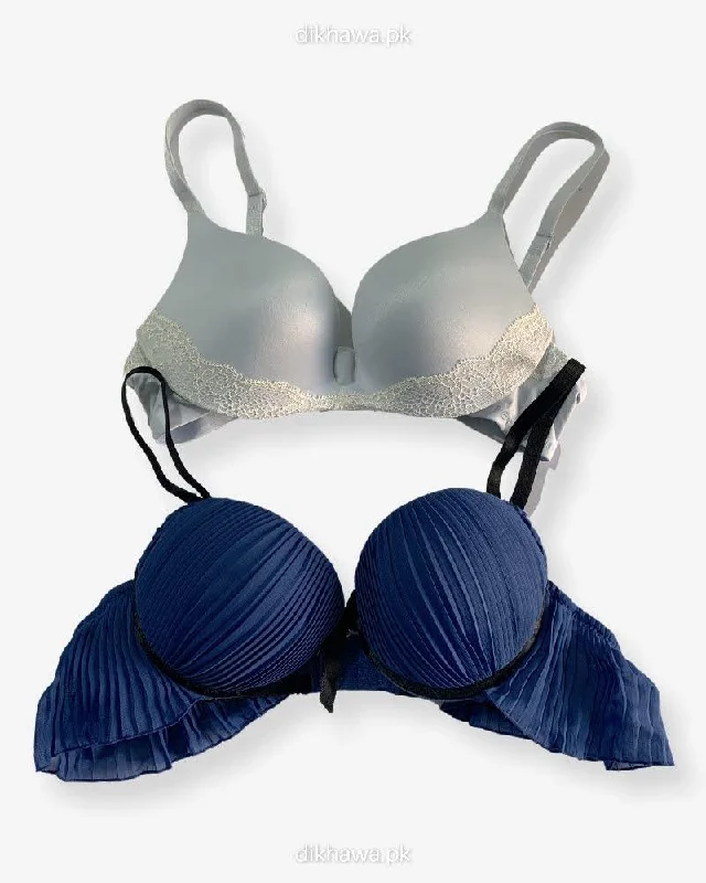 Imported Stocklot Branded  Net Pushup Bra - Underwired Bra  - Padded Bra - Pack of 2