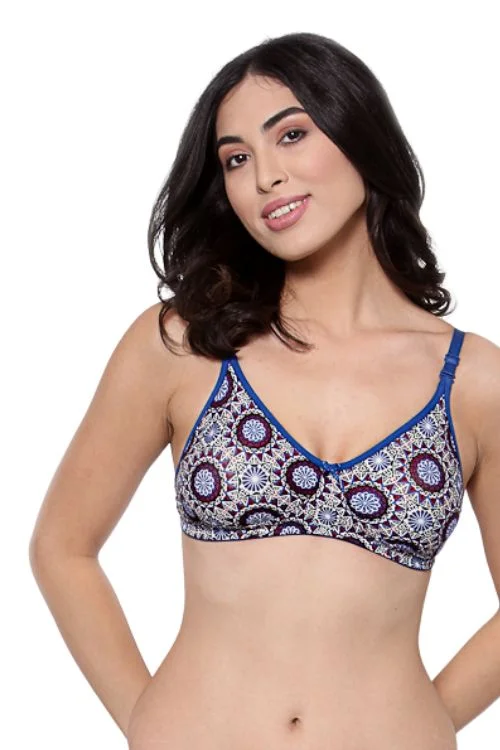 Organic Cotton  Antimicrobial Backless Non-Padded Seamless bra-ISB100-Blue Print-