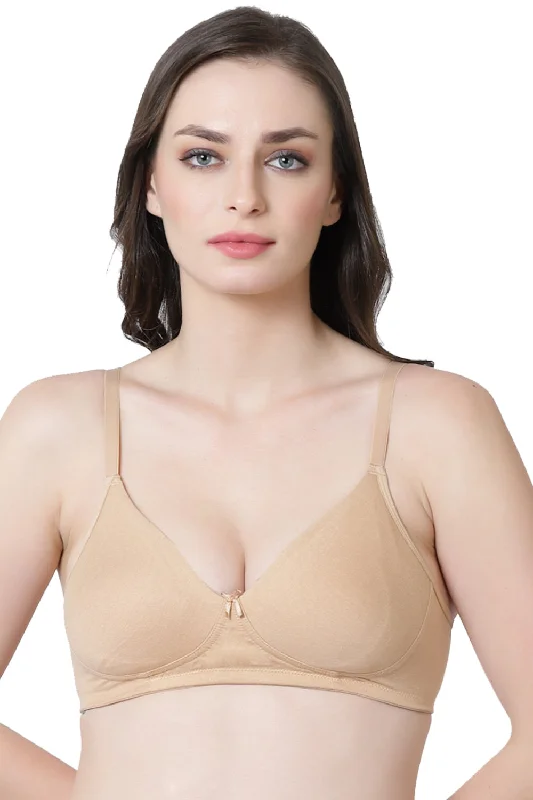 Organic Cotton  Antimicrobial Seamless Everyday Bra-ISB084-Beige