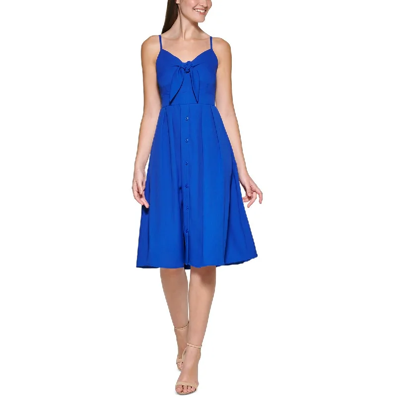 Kensie Womens Chiffon Gathered Fit & Flare Dress