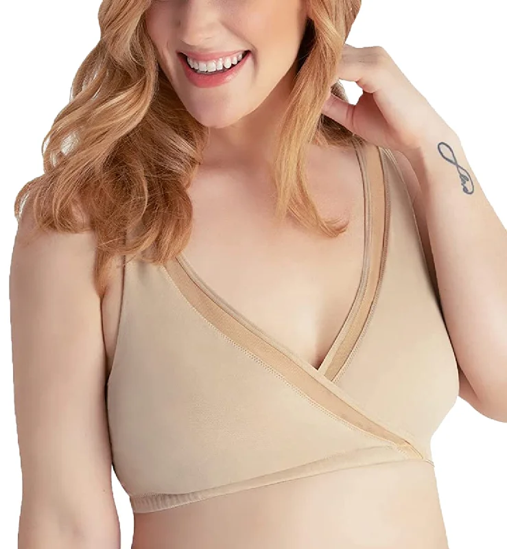 Leading Lady Charlene Seamless Comfort Cross-over Bralette (5511) - Salt Beige