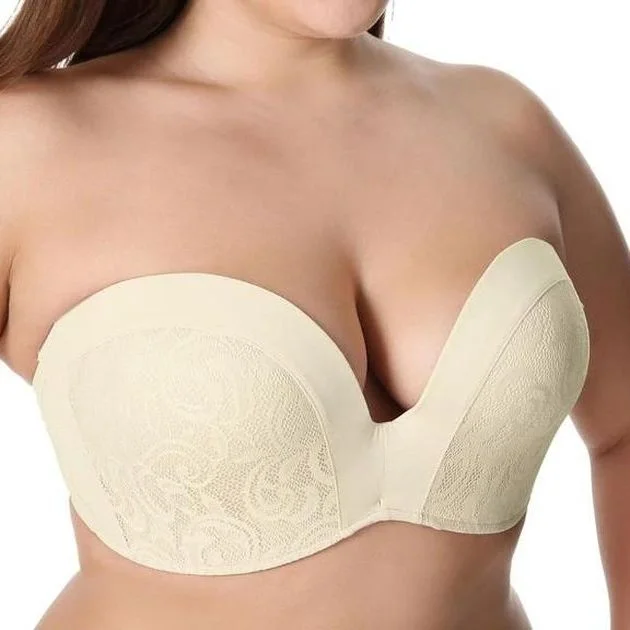 Lightly Padded Lace Plunge Ivory Bra