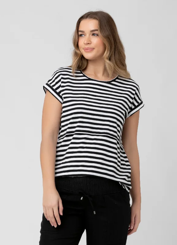 Ripe Maternity Lionel Stripe Nursing Tee Short Sleeve