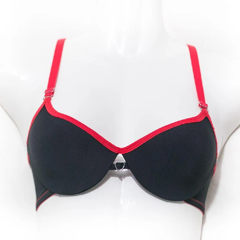 Love Bra - Black & Red - Removable Straps Pushup Bra