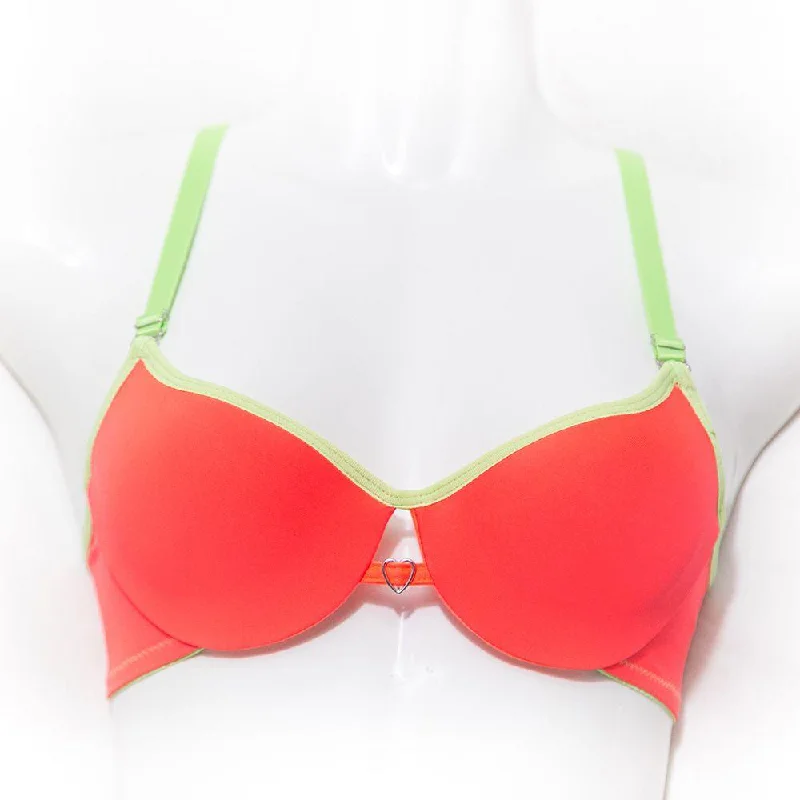 Love Bra - Orange & Green - Removable Straps Pushup Bra