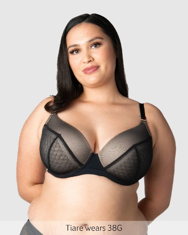 LUNAR ECLIPSE PLUNGE BLACK CONTOUR NURSING BRA - FLEXI UNDERWIRE