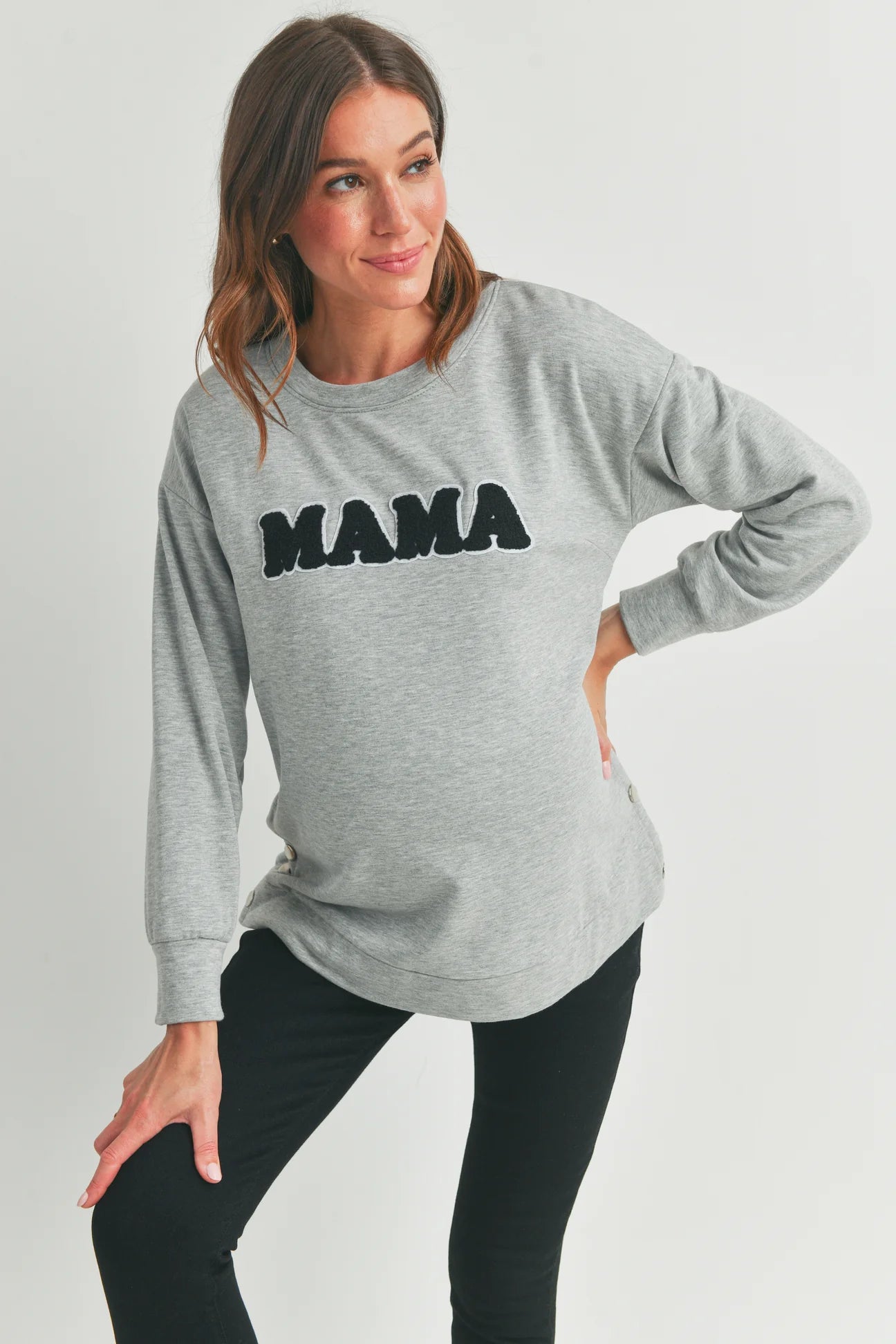 Mama Crewneck Sweatshirt W/ Snaps