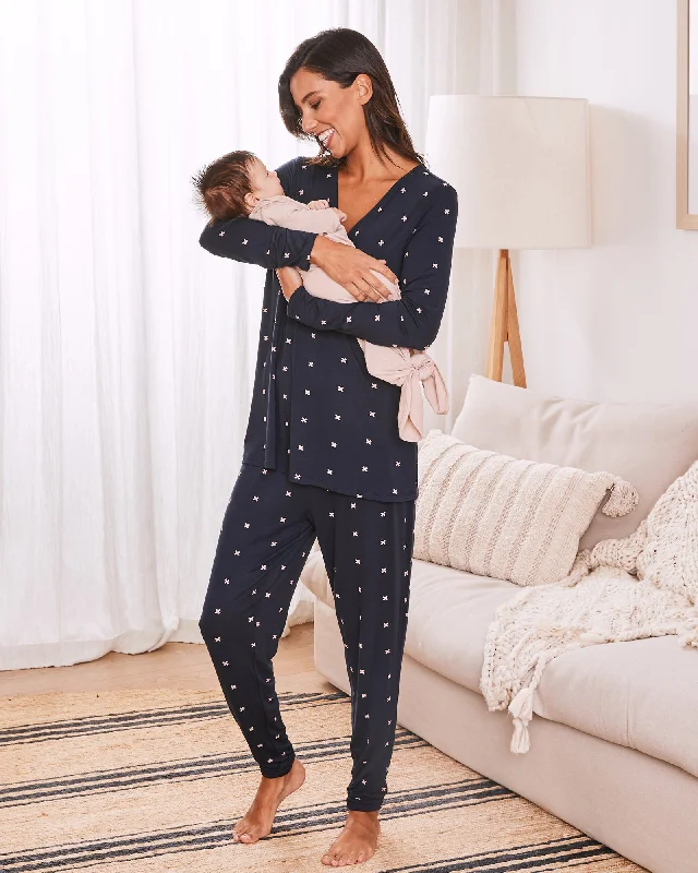 Maternity & Nursing Pajama Set  3 pieces Set - Cross Print