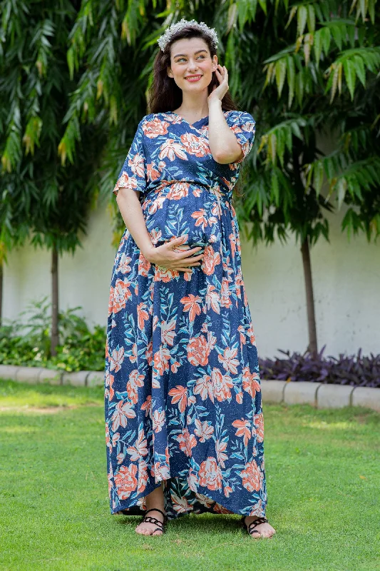 Mermaid Floral Maternity & Nursing Wrap Dress