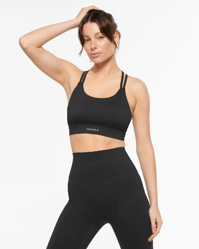 MOTION STRAPPY CROP BRA BLACK