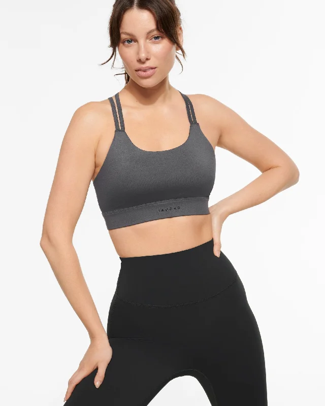 MOTION STRAPPY CROP BRA STEEL