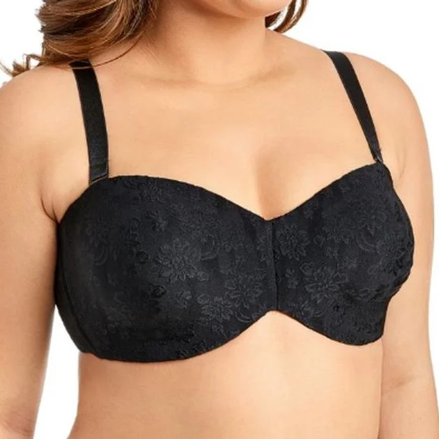 Multiway Floral Jacquard Unlined Black Strapless Bra