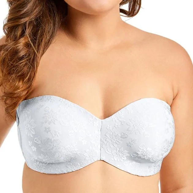 Multiway Floral Jacquard Unlined White Strapless Bra