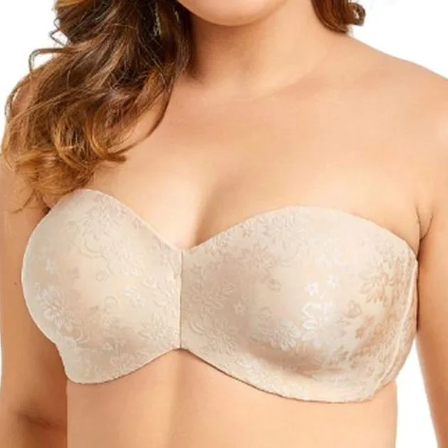 Multiway Floral Jacquard Unlined Beige Strapless Bra