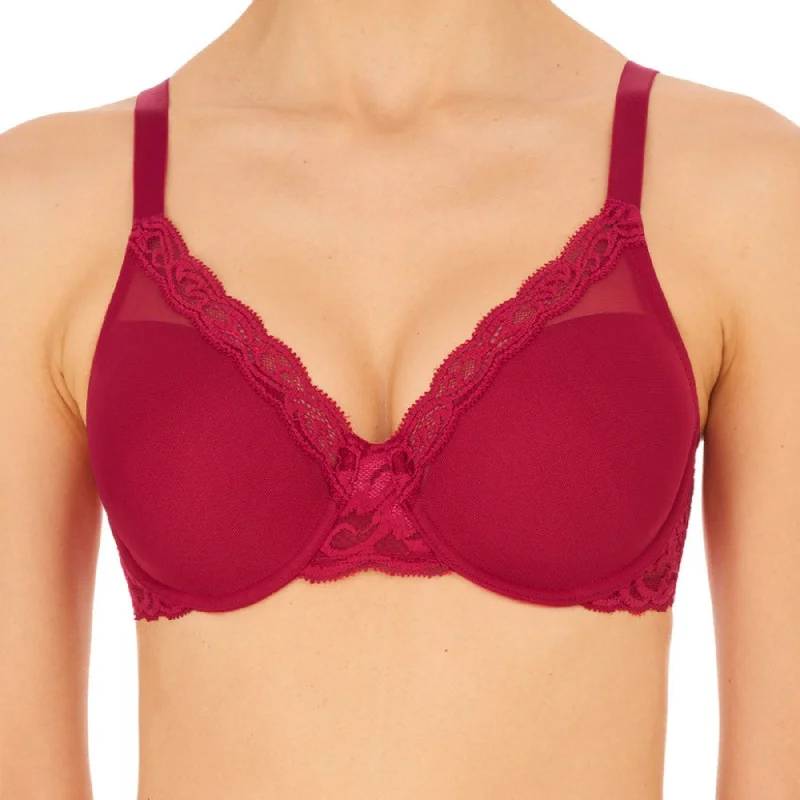 Feathers Full Figure Contour Underwire Bra 741299 - Pomegranate