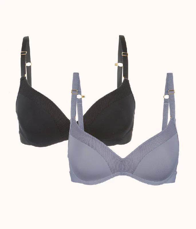 No-Wire Push-Up Bra Bundle: Jet Black/Smoke