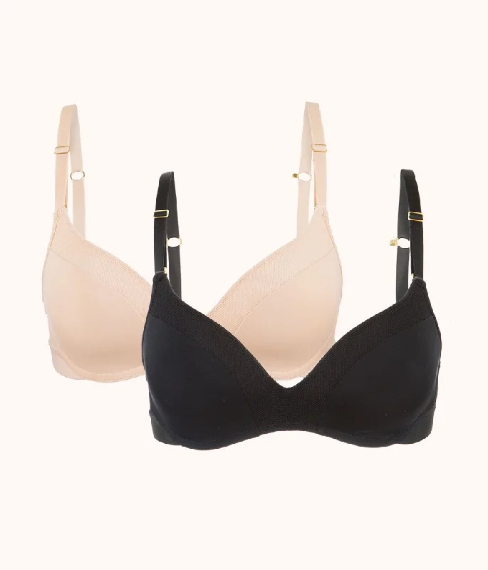 No-Wire Push-Up Bra Bundle: Jet Black/Toasted Almond