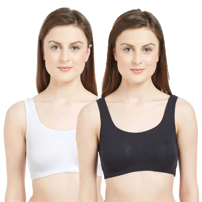 Non Wired Non Padded Full Coverage Low Impact Slip on Sports Bra (Pack of 2) BB-03