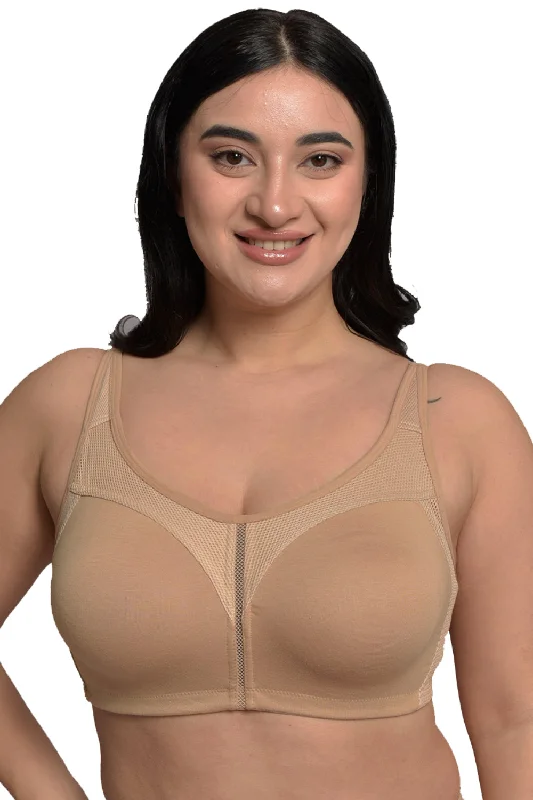 Organic Cotton Antimicrobial full coverage plus size M frame bra-ISB121-Skin