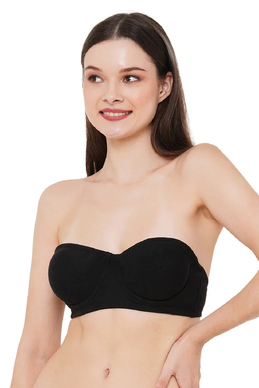 Organic Cotton  Antimicrobial Non-padded Strapless Bra-ISB020-Black