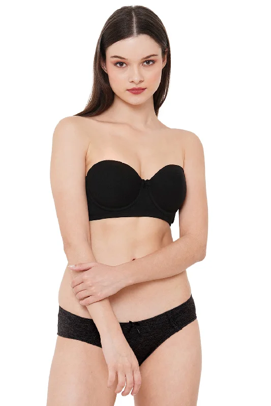 Organic Cotton  Antimicrobial Padded Strapless Bra-ISB102-Black-