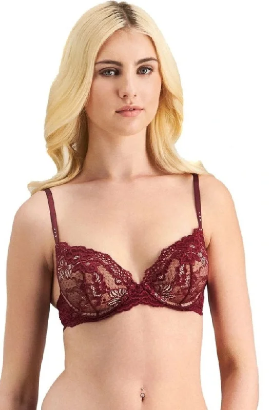 My Fit Lace Push up Plunge Bra (Windsor Wine)