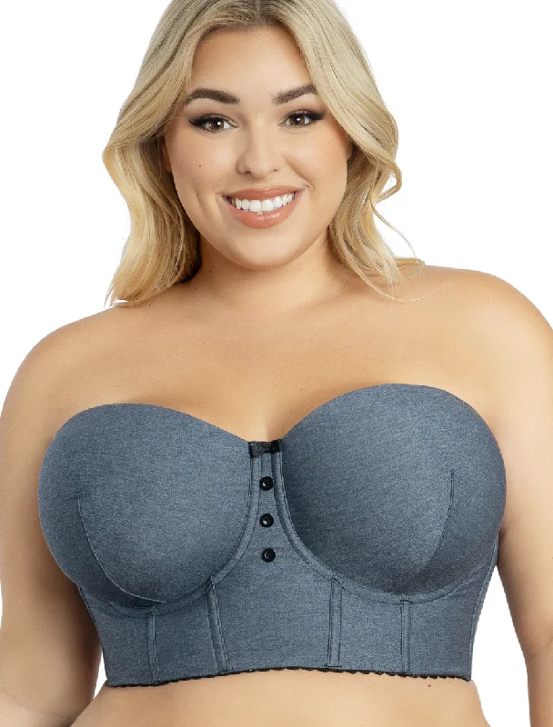 Parfait Dolly Longline Strapless Bustier, Blue | Dark Blue Strapless Bustier | Parfait Longline Strapless Bra