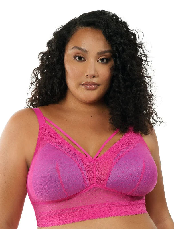 Parfait Mia Dot Bra Wirefree Padded Mesh Bralette, Bright Pink | Bright Pink