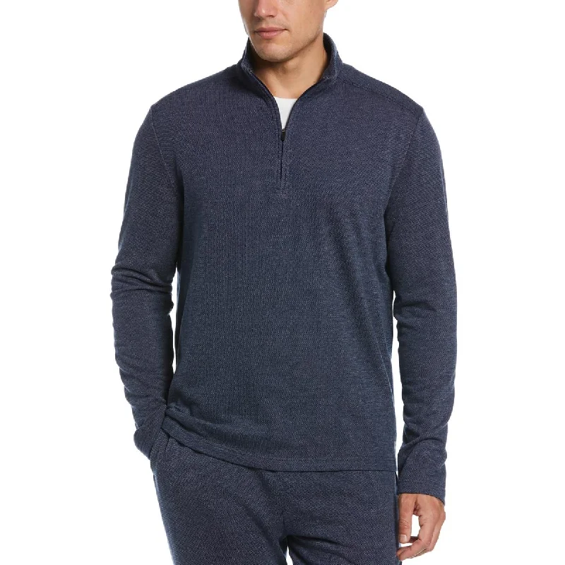 Perry Ellis Portfolio Mens Plus Textured-Knit 1/4 Zip Pajama Top