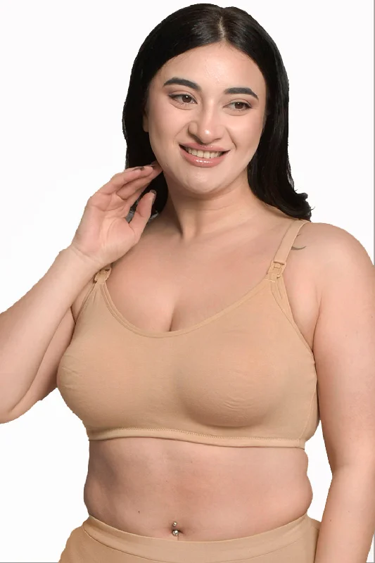 Plus Size Nude Organic Cotton Bamboo Non Padded  Nursing Bra