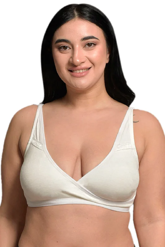 Plus Size White Organic Cotton Bamboo Non Padded  Sleeping Bra