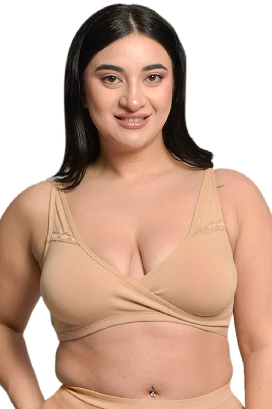 Plus Size Nude Organic Cotton Bamboo Non Padded  Sleeping Bra