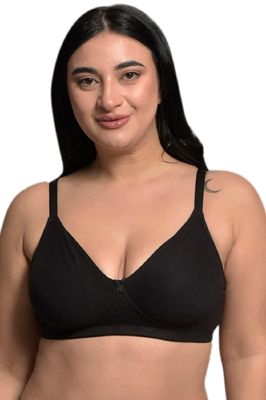 Plus Size Black Organic Cotton Bamboo Non padded Everyday Bra