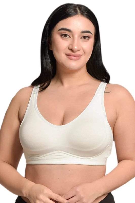 Plus Size White Organic Cotton Bamboo Non padded Minimizer Bra