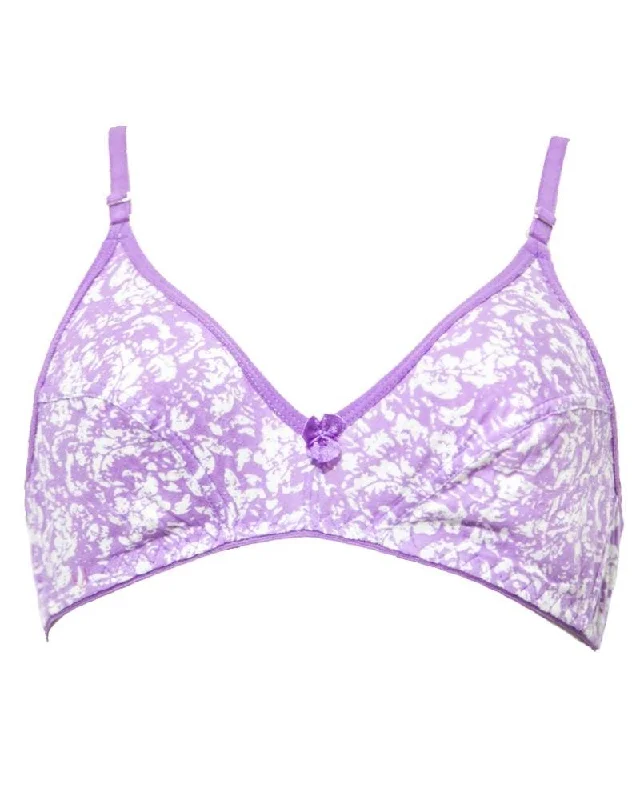 Printed BBG-2010 Comfortable - Non Padded,Non Wired Bra Purple - Blue Bell Girl