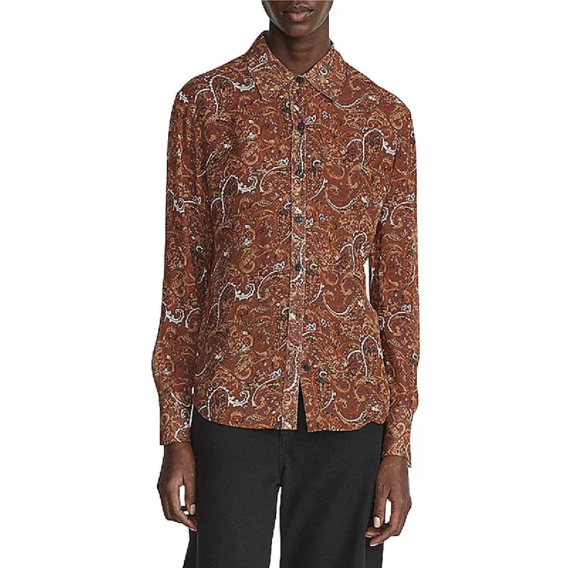 Rag & Bone Womens Antonia Top Split Hem Sheer Button-Down Top