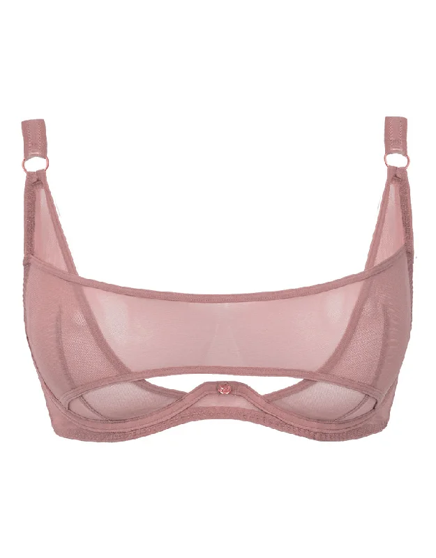 Scantilly Peep Show Deep Plunge Bra Dusty Rose