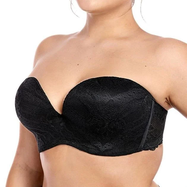 Sexy Lace Lined Strapless Black Lift Bra