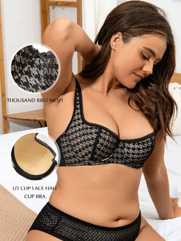 Push Up Balconette Half Cup Underwire Bra Black