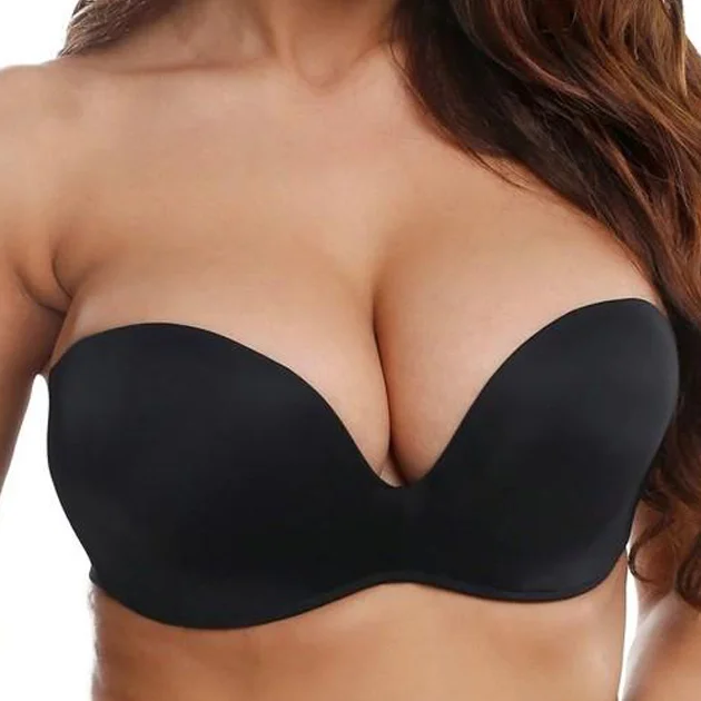 Silicone Strapless Seamless Lift Black Bra