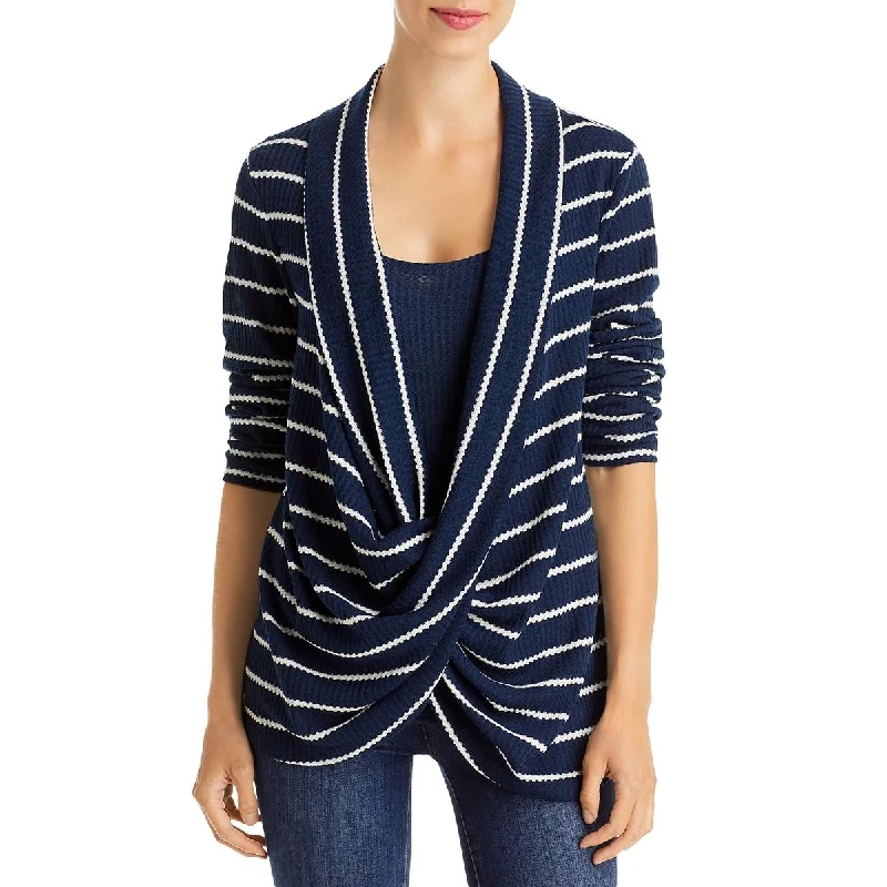 Single Thread Womens Striped Waffle Knit Wrap Top