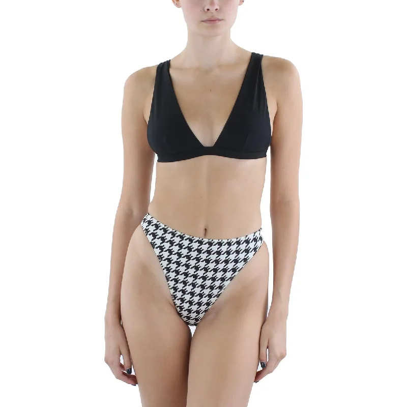 SKIN by SAME Womens Houndstooth High Leg Swim Bottom Separates