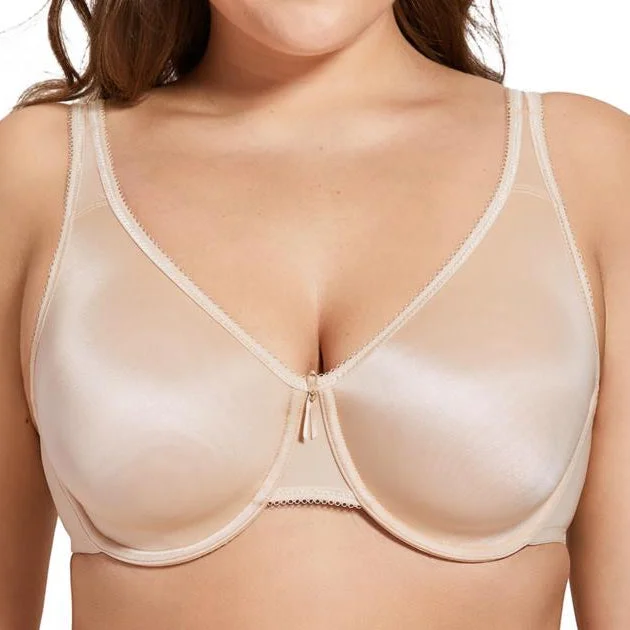 Smooth Unlined Full Cup Beige Support Bra