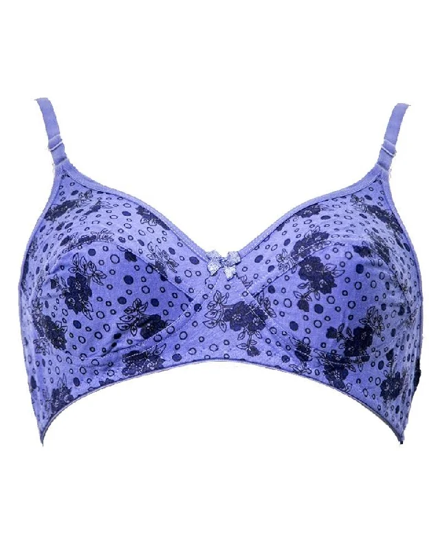 Soft Touch Printed FL-6004 Comfort Bra - Non Padded,Non Wired Bra Blue