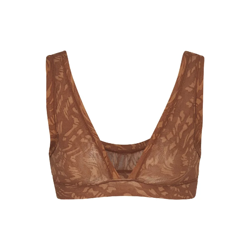 SUMMER MESH PLUNGE BRALETTE | LATTE SWIRL