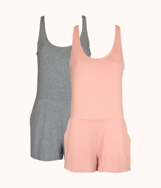 The All-Day Lounge Romper Bundle: Heather Gray/Shell Pink