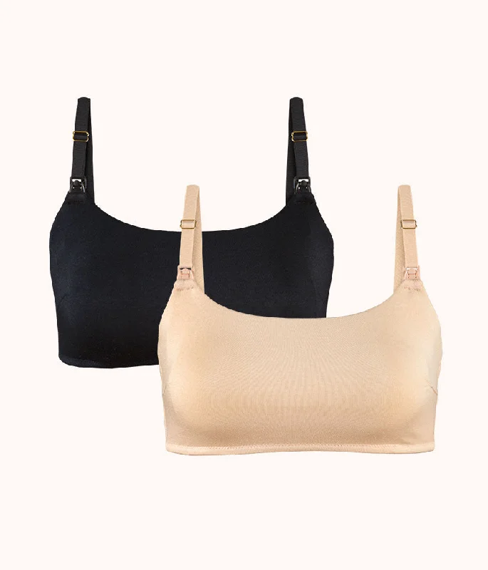 The All-Day Maternity Bralette Bundle: Toasted Almond/Jet Black