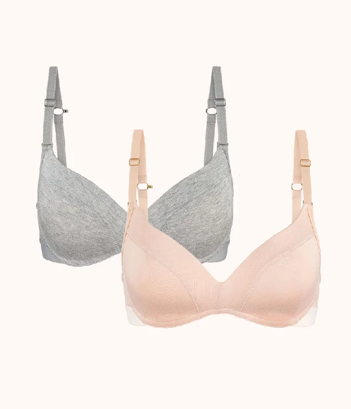 The All-Day No-Wire Push-Up Bundle: Toasted Almond/Heather Gray